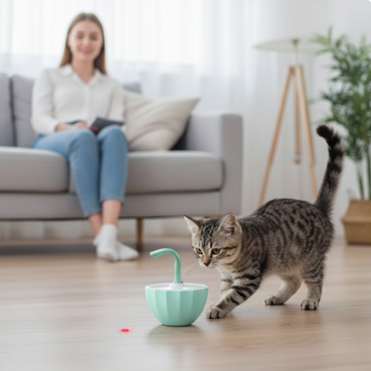 Juguete láser inteligente para gatos PawBeam™ 360°: juego inteligente para un hogar tranquilo