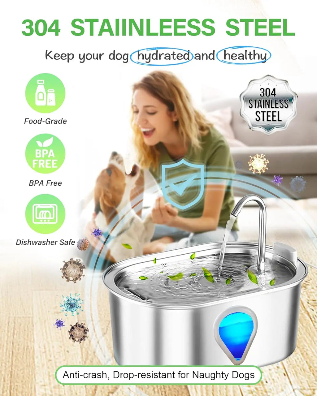 PureFlow™ 3.5L Stainless Steel Cat Water Fountain