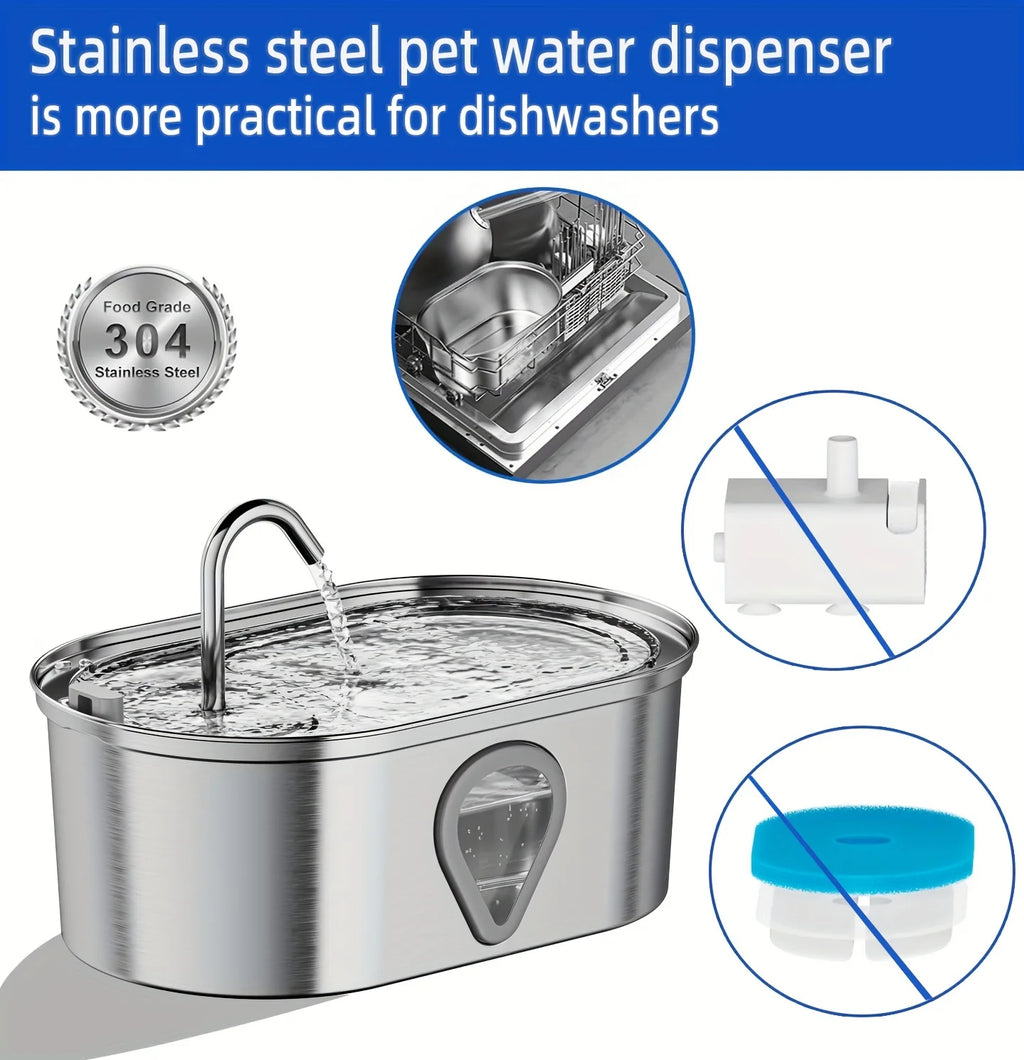 PureFlow™ 3.5L Stainless Steel Cat Water Fountain
